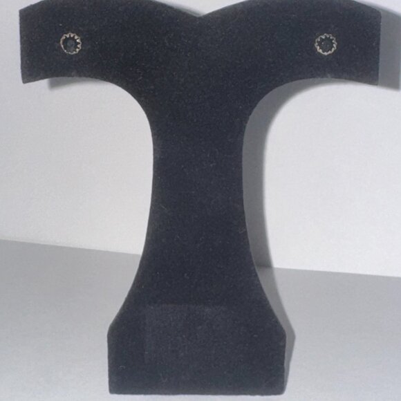 5 Mm Star Black Cz And Sterling Post Earrings - Picture 2 of 12